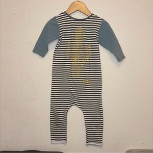 Rags Toddler Striped One-Piece with Cactus Graphic - Blue Sleeves